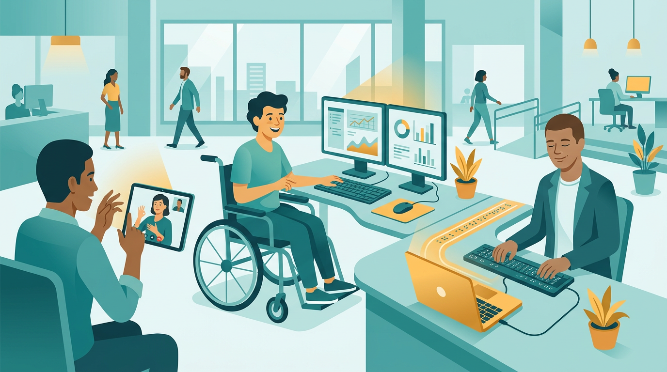 Ilustração editorial sobre Jornada especial de trabalho para pessoa com deficiência